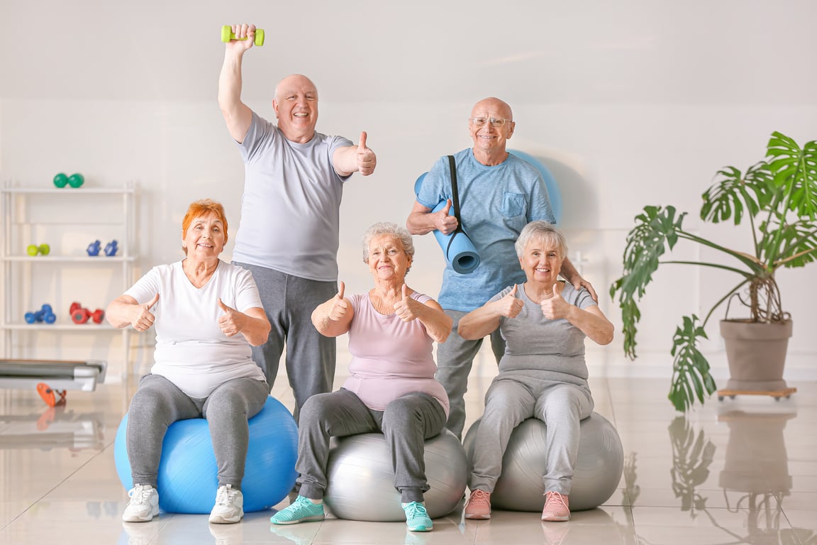 Happy Elderly People in Gym